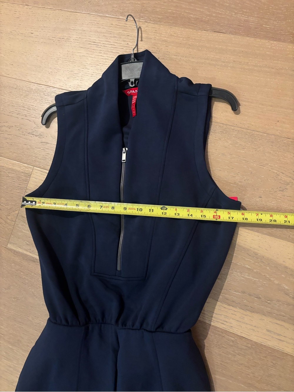SPANX AirEssentials Shawl Collar Half Zip Jumpsuit Large Reg Timeless Navy NWT - Picture 12 of 12